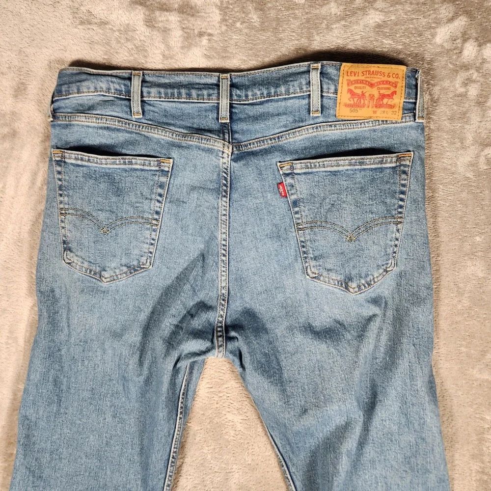 Levi's‎ 505 Regular Fit Jeans Mens 38x32 Blue Excellent Straight Leg Denim